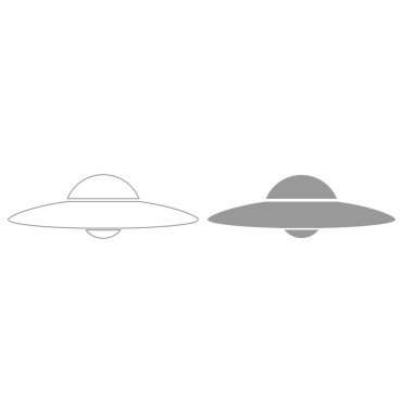 UFO. Uçan daire gri renk Icon set .