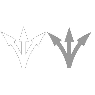 Üç yollu yön ok gri renk Icon set .