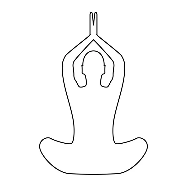 Yoga pose kvinna svart färg path ikonen . — Stock vektor
