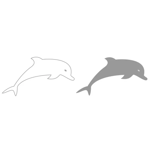 Delfín gris conjunto de colores icono  . — Vector de stock