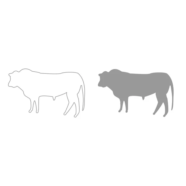 Bull grey color set icon . — Stock Vector