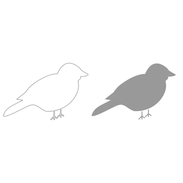 Color gris pájaro conjunto icono  . — Vector de stock