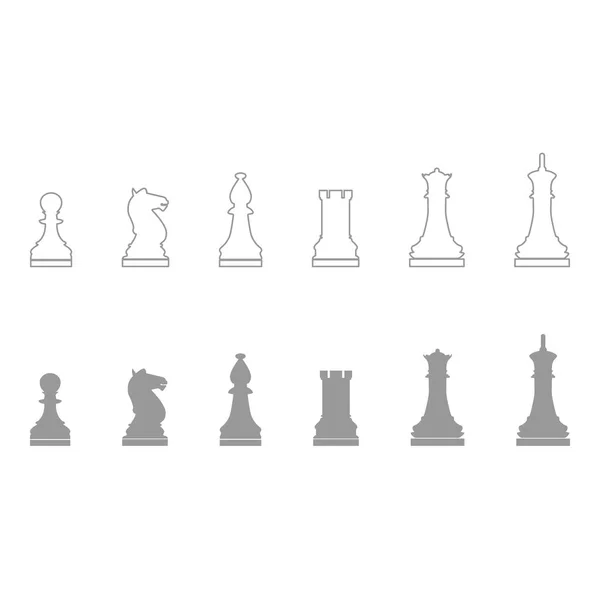 Piezas de ajedrez icono conjunto de color gris  . — Vector de stock
