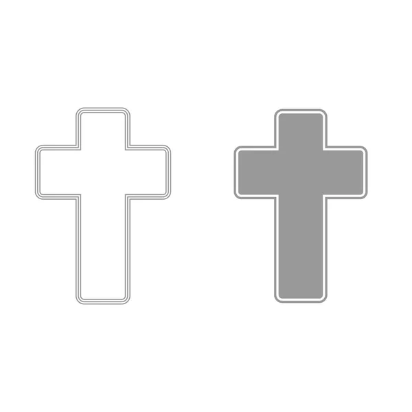 Kirche Kreuz graue Farbe gesetzt Symbol . — Stockvektor