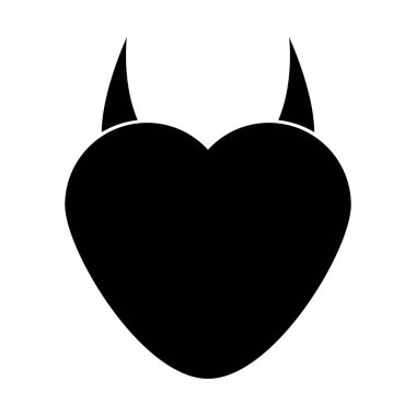 Kalp ile şeytan boynuzu siyah renk simgesi .