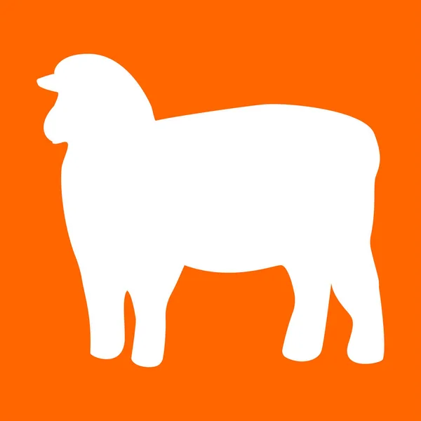 Silueta de oveja icono de color blanco  . — Vector de stock