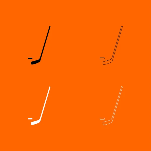 Bâtons de hockey et rondelle noir et blanc ensemble icône  . — Image vectorielle