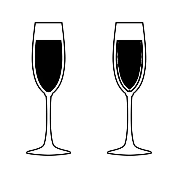 Glas voor champagne zwarte kleur icon . — Stockvector