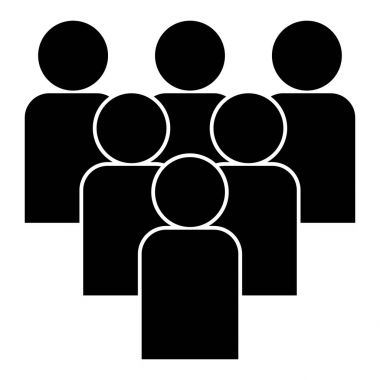 Birlikte çalışan takım kavramı siyah renk simgesi .