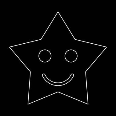 Gülümseyen yıldız beyaz renk yol simgesi .