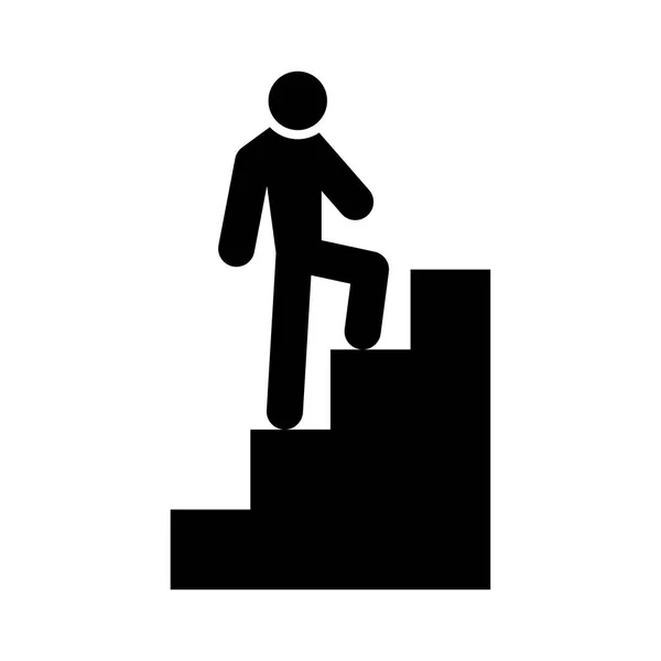Ένας άνθρωπος αναρρίχηση σκάλες μαύρο χρώμα εικονιδίου . — Διανυσματικό Αρχείο