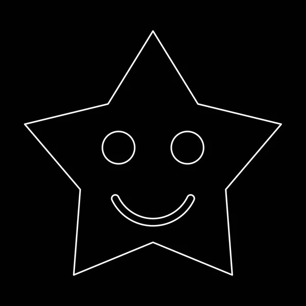 Sonriente estrella icono de ruta de color blanco  . — Vector de stock