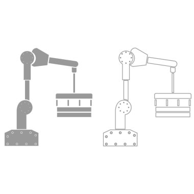 Robot el manipülatör gri Icon set .