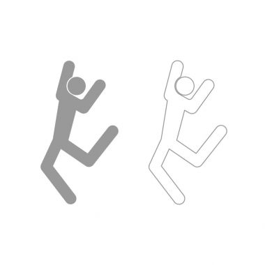 Dansçı sopa gri Icon set .