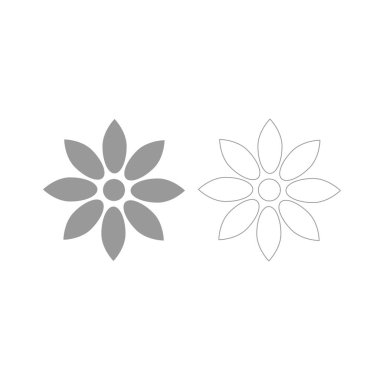 Çiçek gri Icon set .