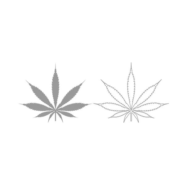 Esrar (marihuana) yaprak gri Icon set . — Stok Vektör