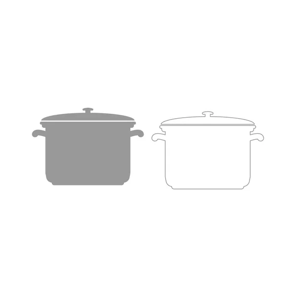 Saucepan grey set icon . — Stock Vector