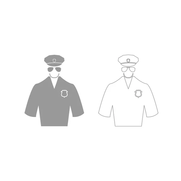 Policía gris conjunto icono  . — Vector de stock