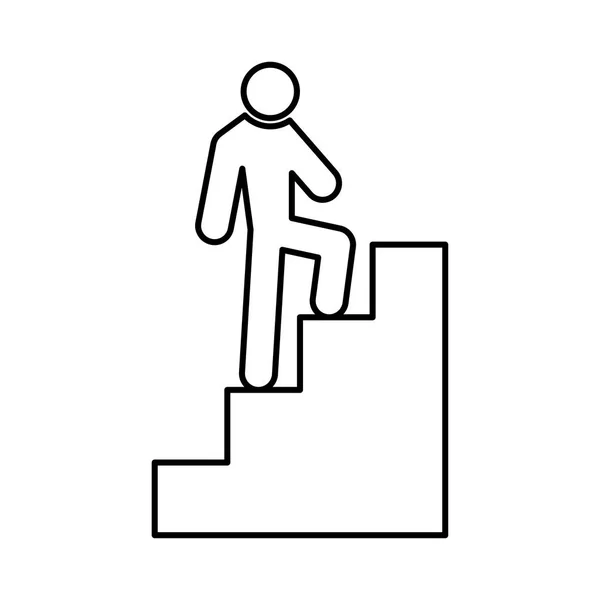 Un hombre subiendo escaleras icono de color negro  . — Vector de stock