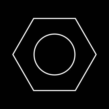 Altıgen somun beyaz renk simgesi .