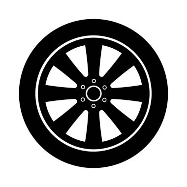 Araba tekerlek siyah renk simgesi .