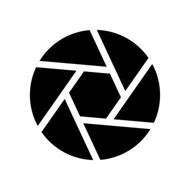 Kamera objektifi çekim siyah renk simgesi .