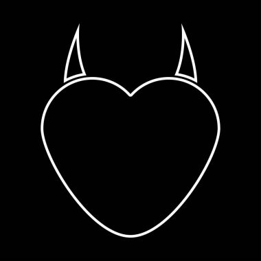 Kalp ile şeytan boynuzu beyaz renk simgesi .
