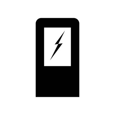 Elektrikli araç şarj istasyonu siyah renk simgesi .