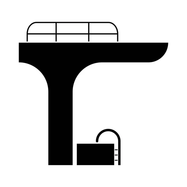 Havuzu ile bir dalış tower siyah renk simgesi .