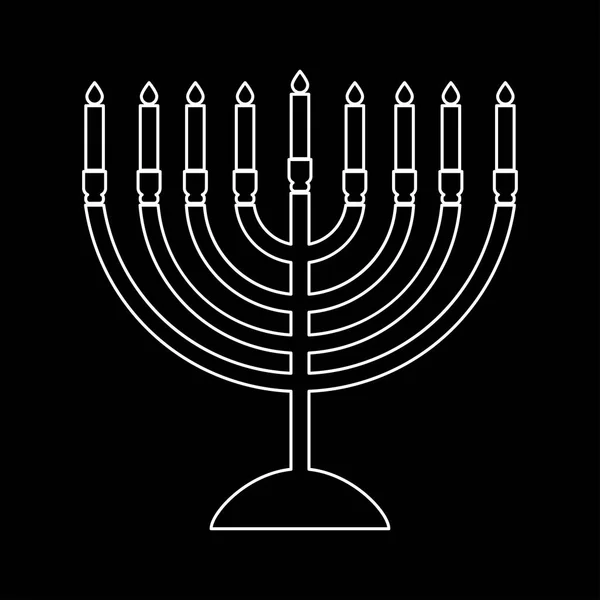 Menorah, Hanuka fehér színű ikon . — Stock Vector