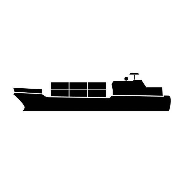 Obchodní loď barva černá ikona . — Stockový vektor