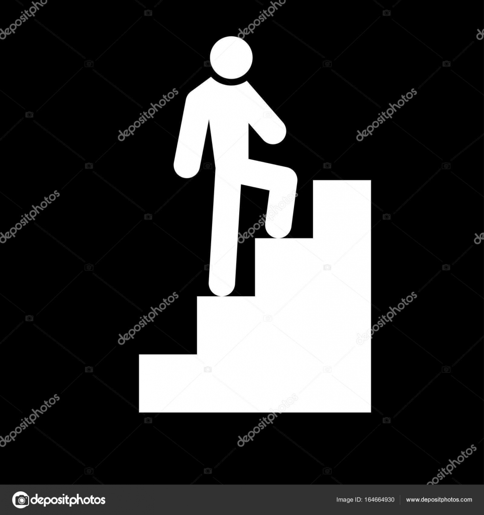 A Man Climbing Stairs White Color Icon Vector Image By C Seregasss435 Vector Stock