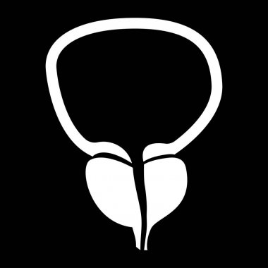 Prostat ve mesane beyaz renk simgesi .