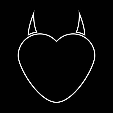 Kalp ile şeytan boynuzu beyaz renk simgesi .