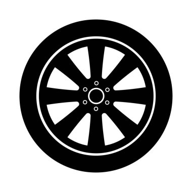 Araba tekerlek siyah renk simgesi .