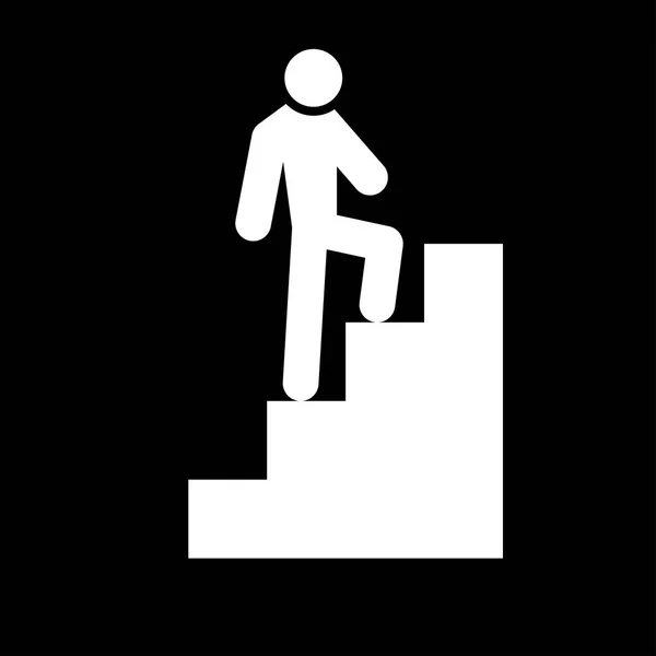 一个人爬楼梯白色颜色图标 . — 图库矢量图片