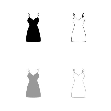Sundress, kombinasyon veya geceliği Icon set .