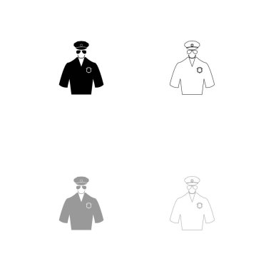 Polis siyah ve gri Icon set .