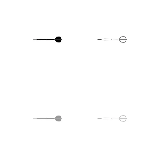 DART pijl zwart en grijs pictogram instellen . — Stockvector