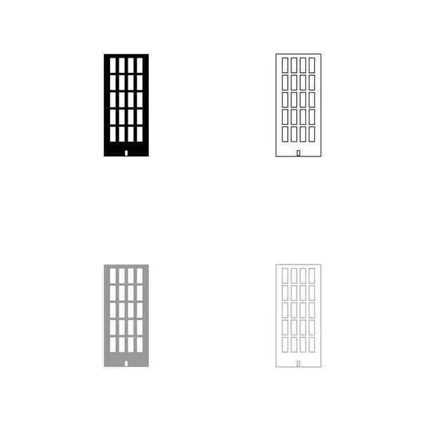 Ciel tour bâtiment noir et gris ensemble icône  . — Image vectorielle