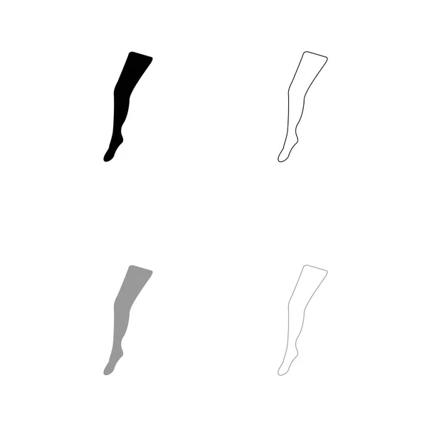 Belleza pierna negro y gris conjunto icono  . — Vector de stock