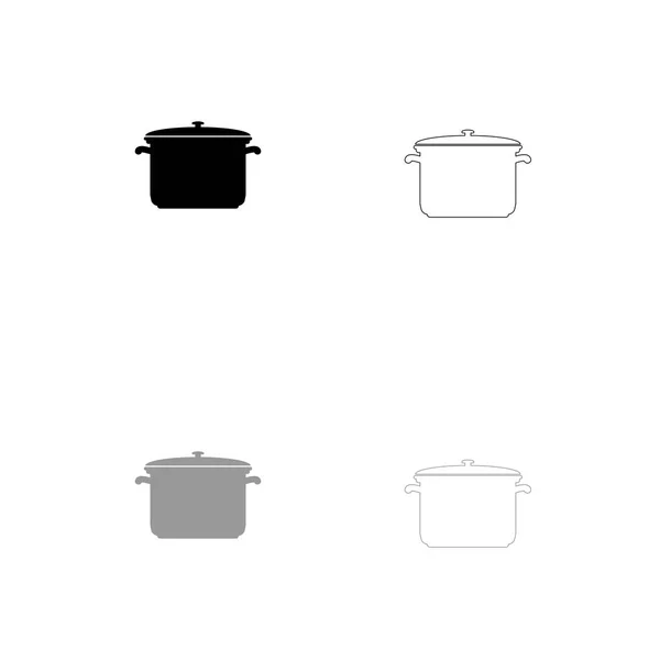 Casserole icône ensemble noir et gris  . — Image vectorielle