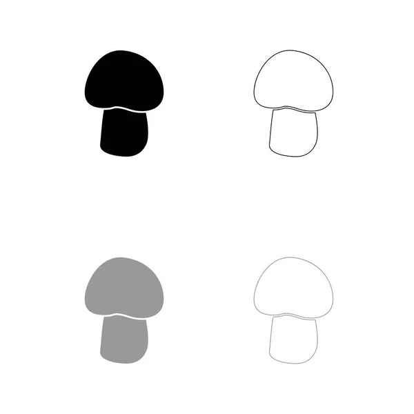 Champignon - Champignon noir et gris ensemble icône  . — Image vectorielle