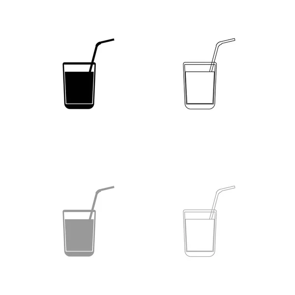 Juice glass with drinking straw set icon . — Stock Vector