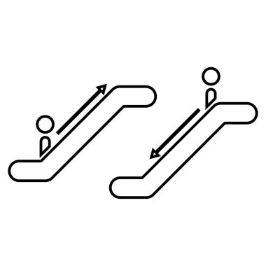 Siyah simgedir yürüyen merdiven .