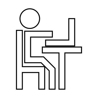 İnsan dizüstü çalışan siyah simge yoktur .