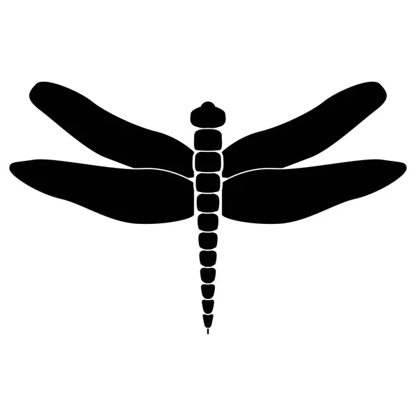 Dragonfly zwart pictogram . — Stockvector