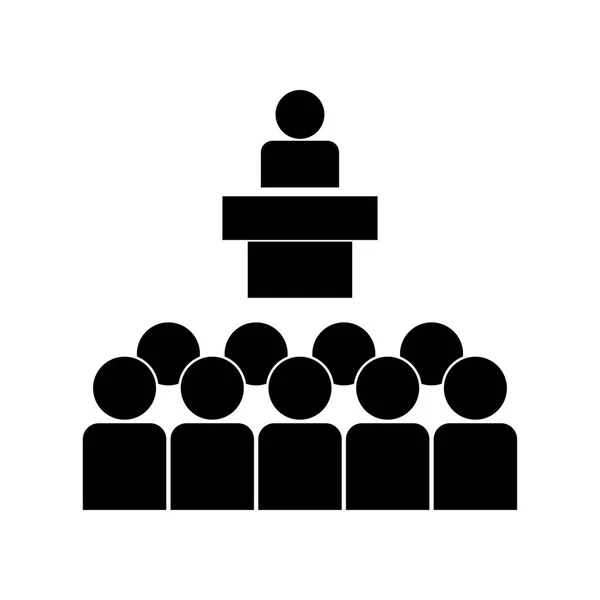 Alto-falante diante do ícone de público preto  . —  Vetores de Stock