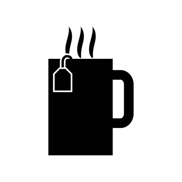 Cup with hot tea  black icon . — Stock Vector