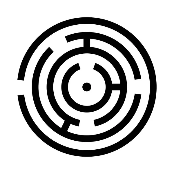 Cirkel labyrint eller labyrint svart ikon . — Stock vektor